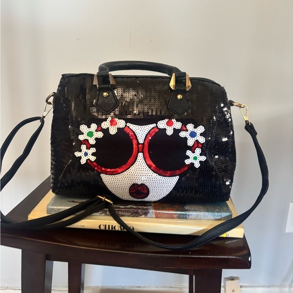 New Condition Sequins Flower Lady Duffle Bag - Picture 1 of 10